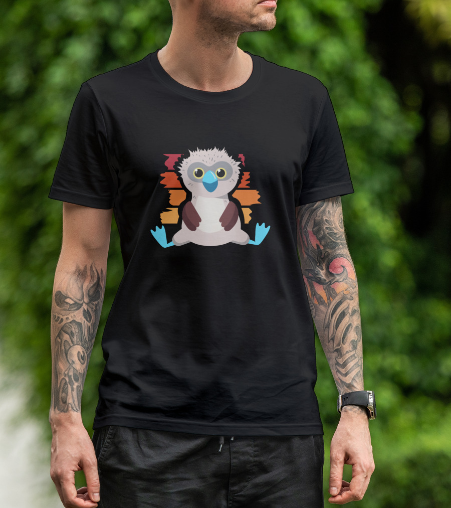Dancing Booby Footed Blue Feet Bird Lover Vintage Sunset T-Shirt