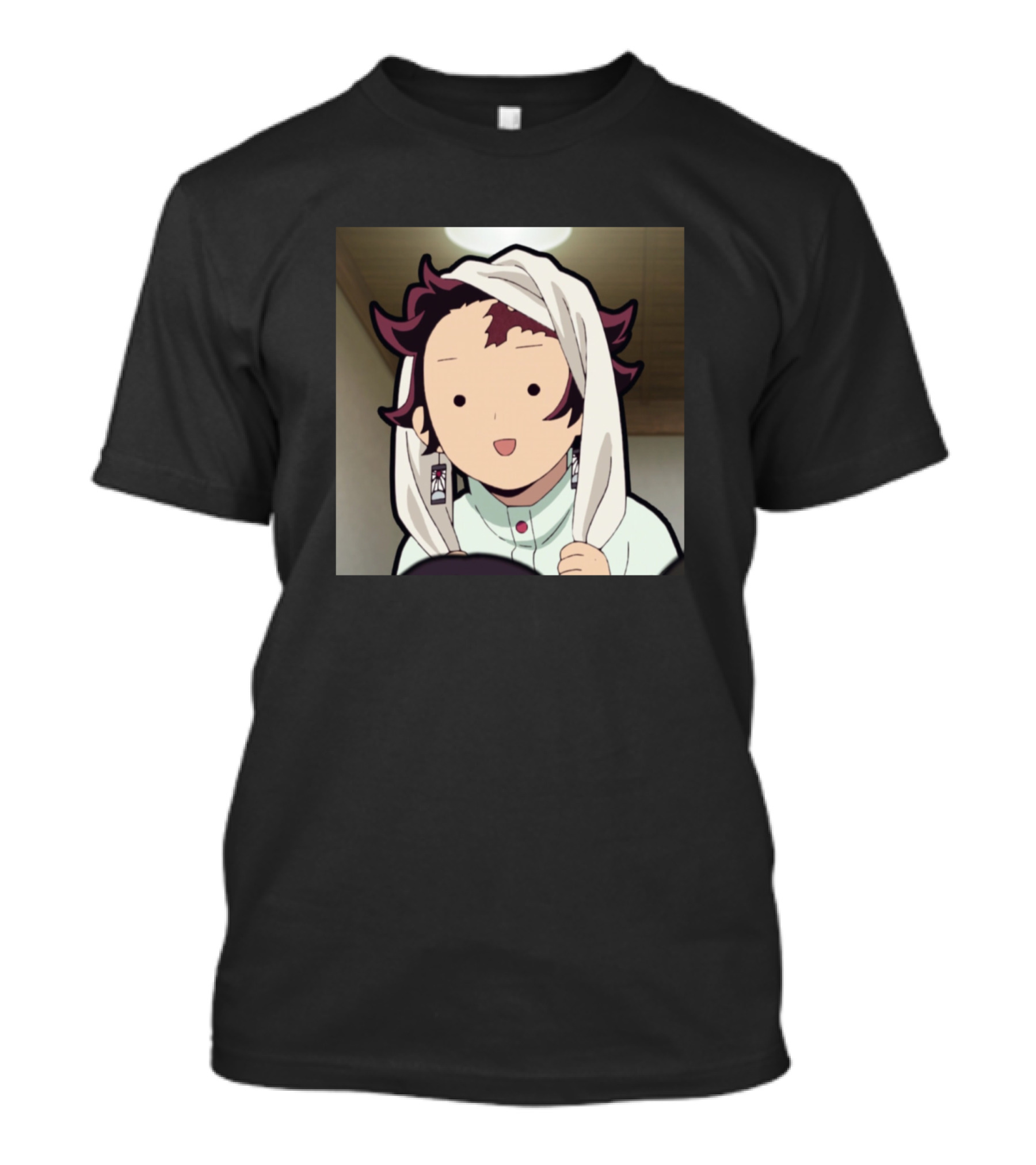 Demon Slayer Kimetsu No Yaiba Tanjiro Chibi Face Hoodie Pose T-Shirt