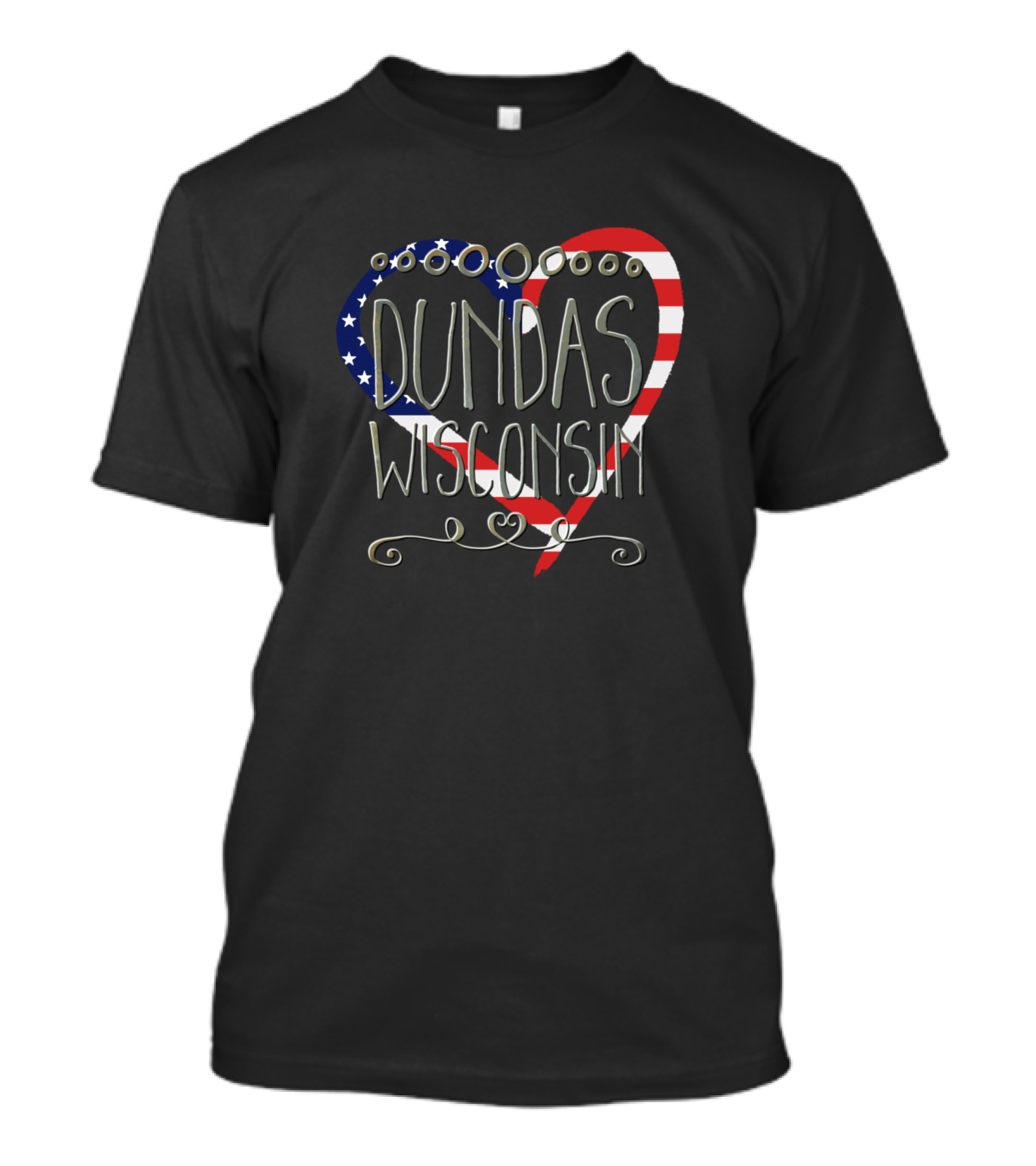 Dundas Wisconsin Heart American Flag T-Shirt