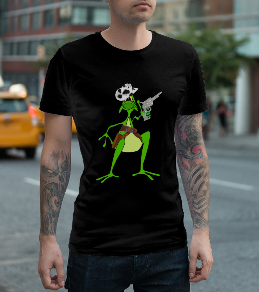 Frog Cowboy Hat Gun Holster Western T-Shirt