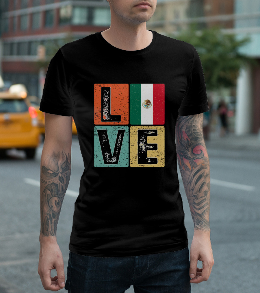 LOVE Mexico Flag Mexican Pride T-Shirt