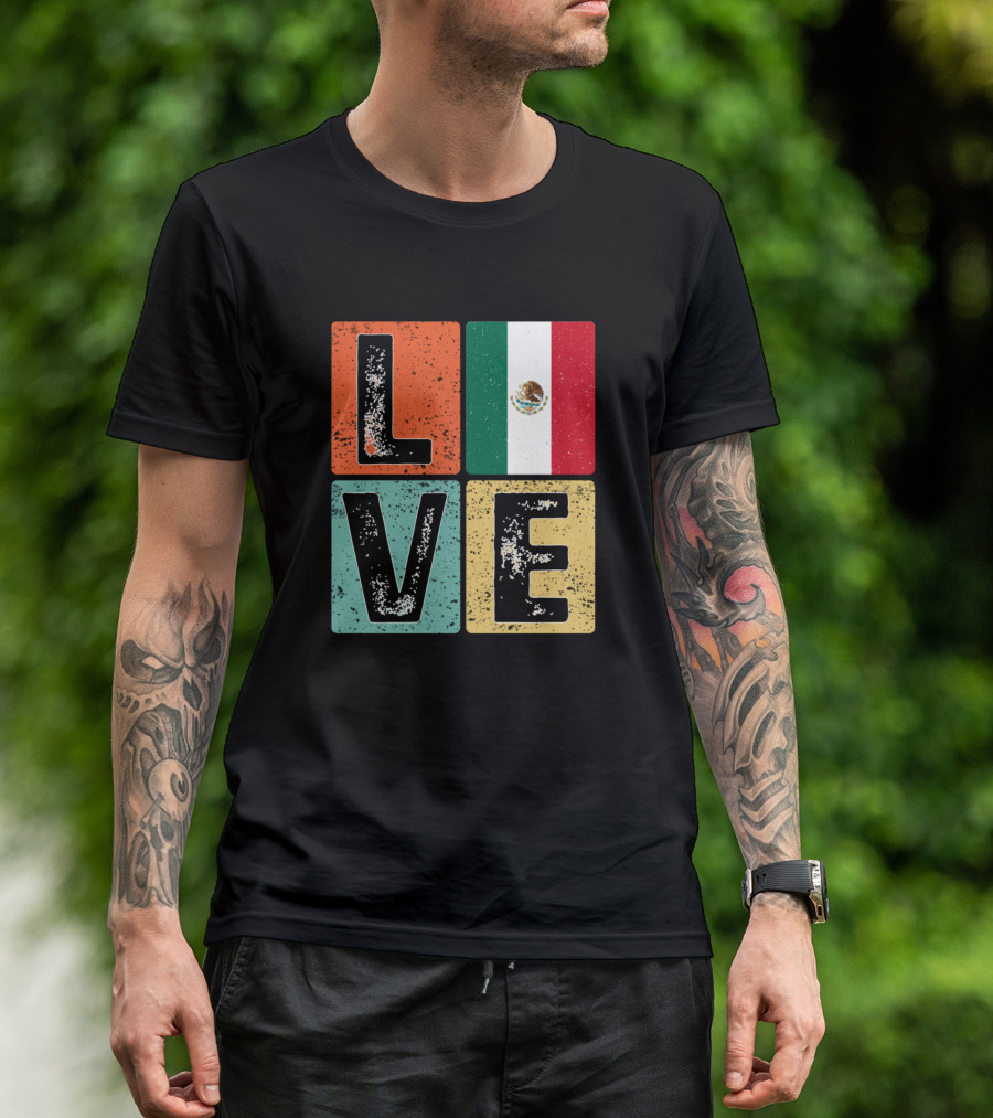LOVE Mexico Flag Mexican Pride T-Shirt