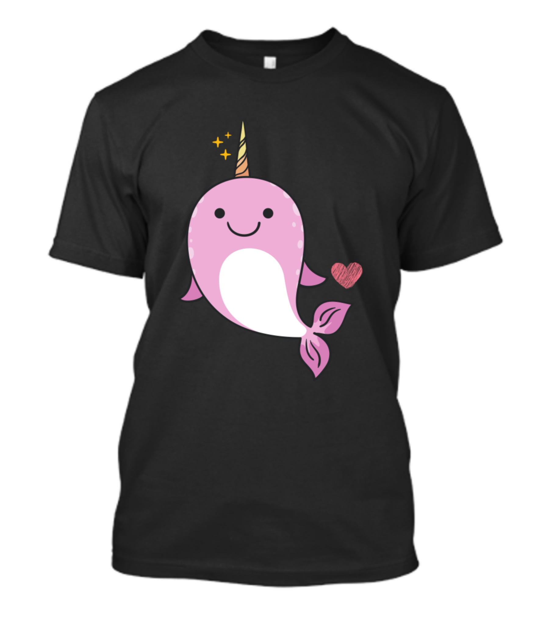 Narwal Lovers Cute Unicorn Whale With Heart And Stars T-Shirt