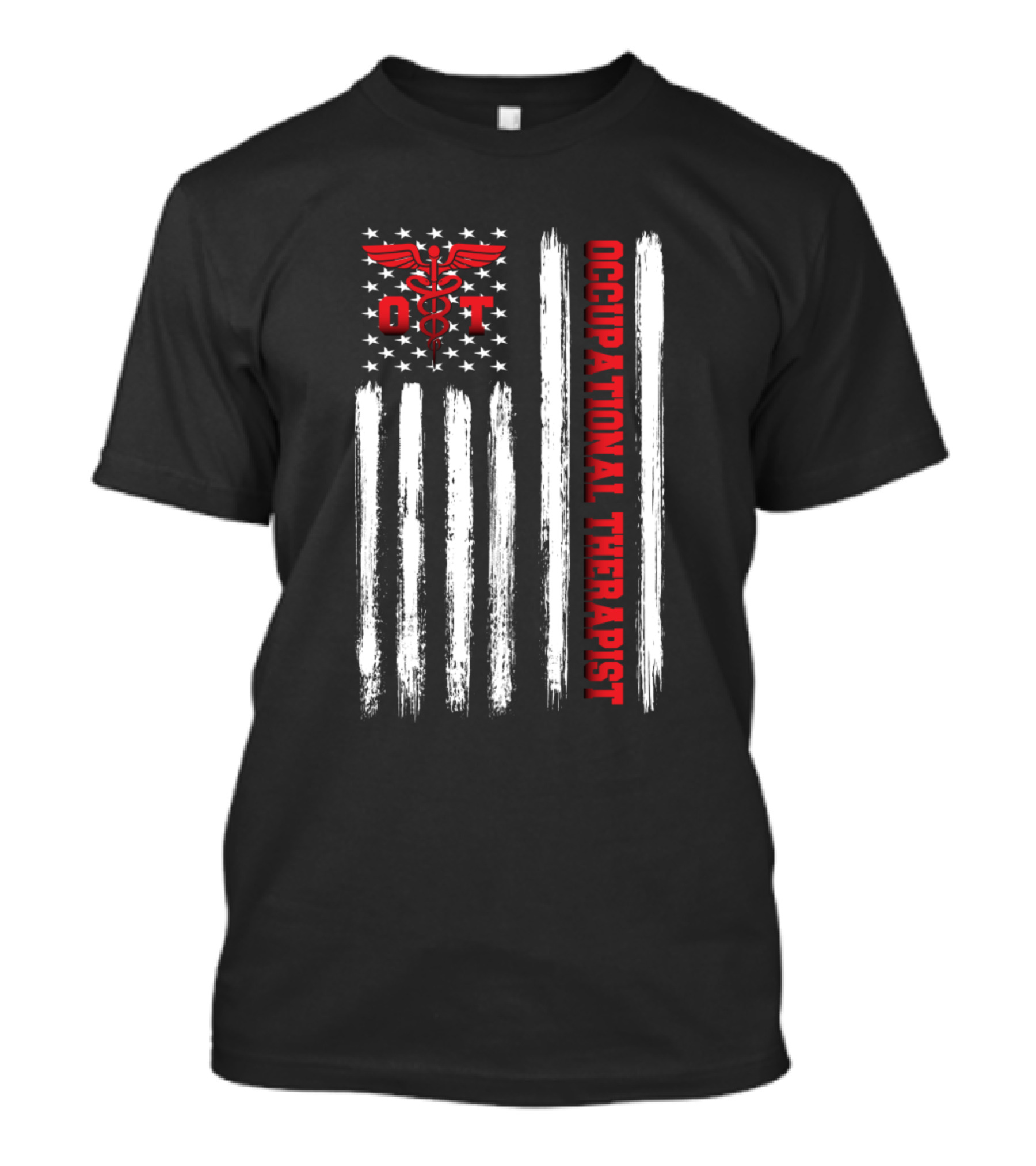Occupational Therapist Caduceus American Flag Stripes T-Shirt