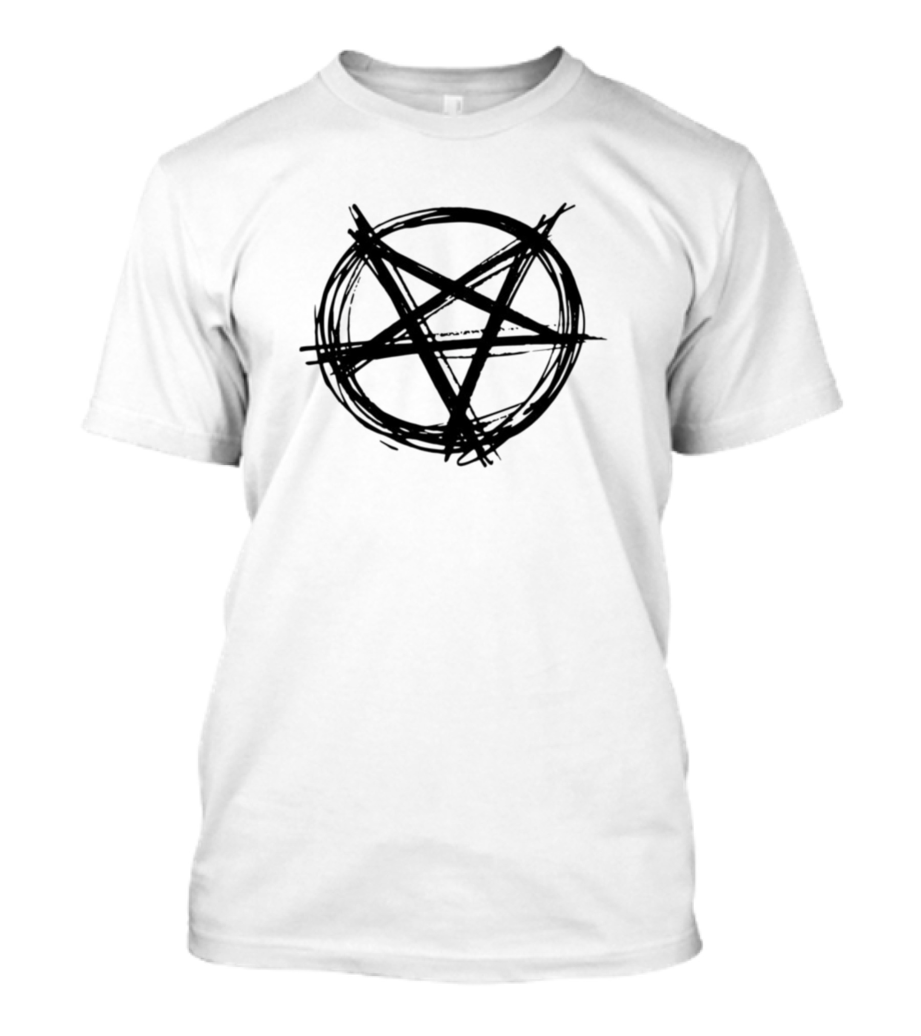 Pentagram Of Life Symbol Black Scribble T-Shirt