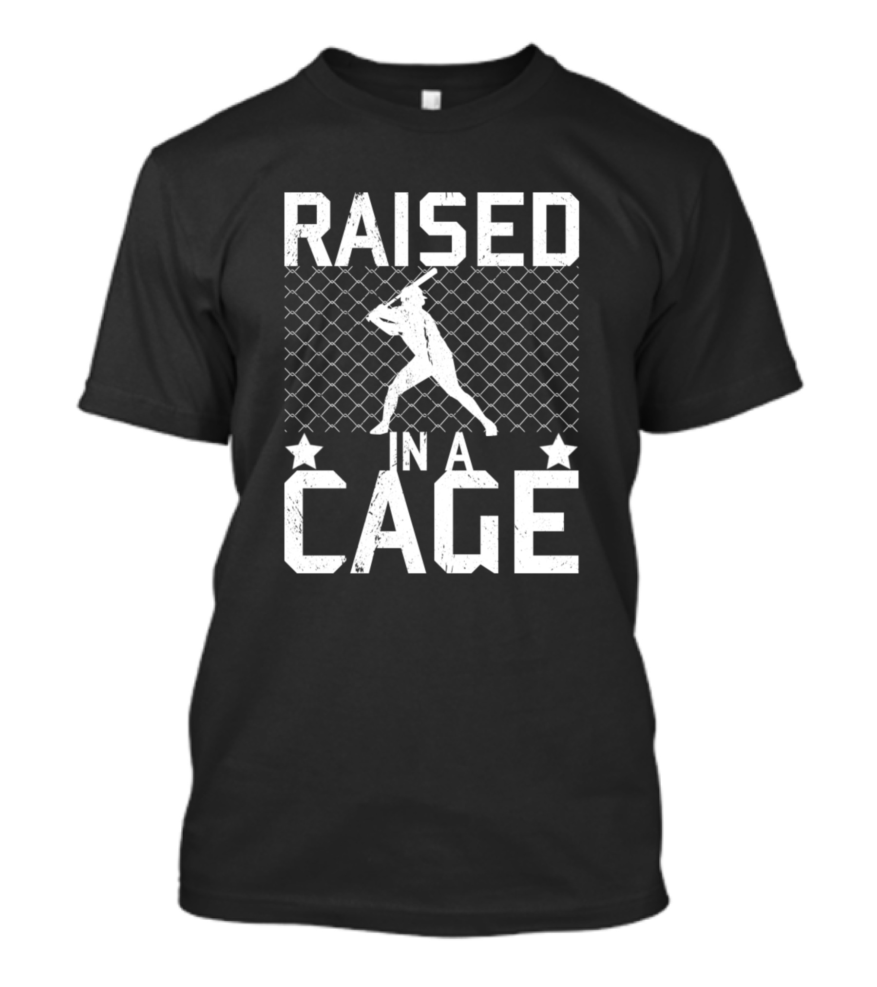 Raised In A Cage Batter Baseball Catcher T-Shirt