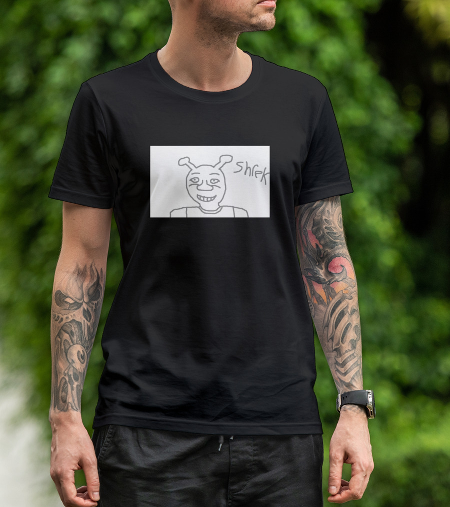 Shrek Sketch Drawing With Text Shrek T-Shirt