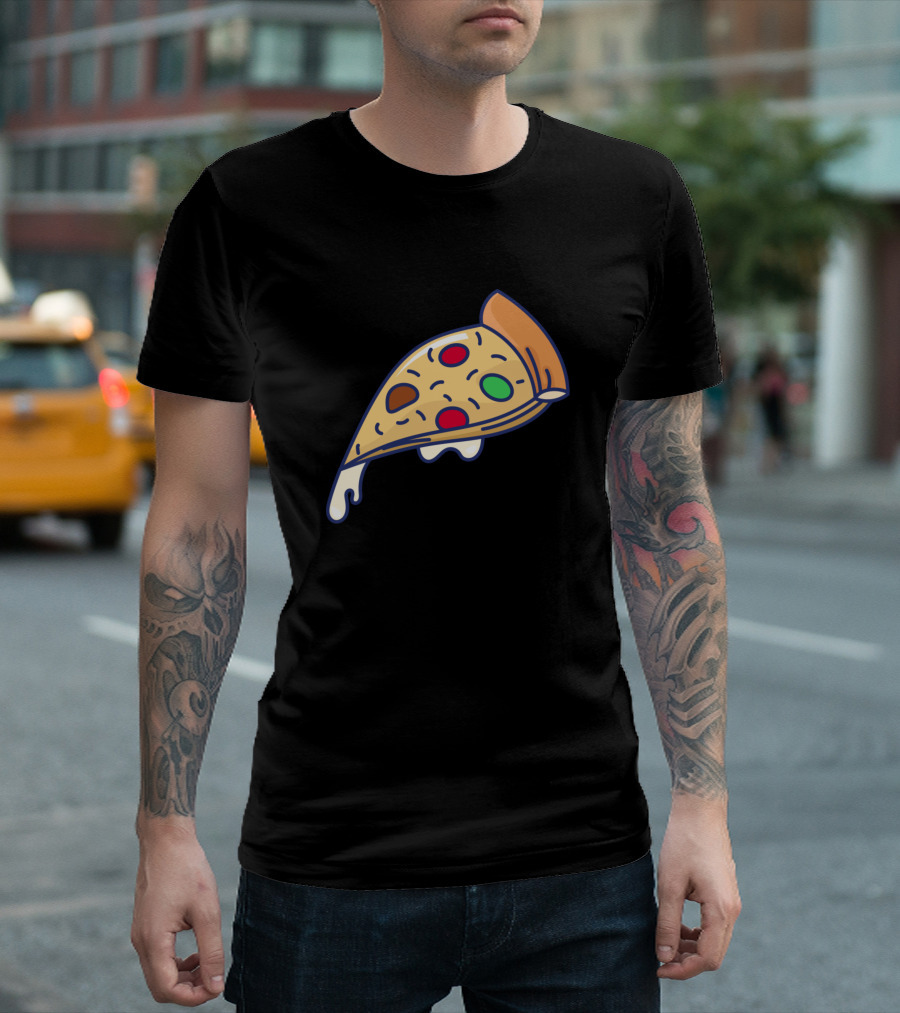 Slice Pizza Character Pepperoni Cheese Drip T-Shirt