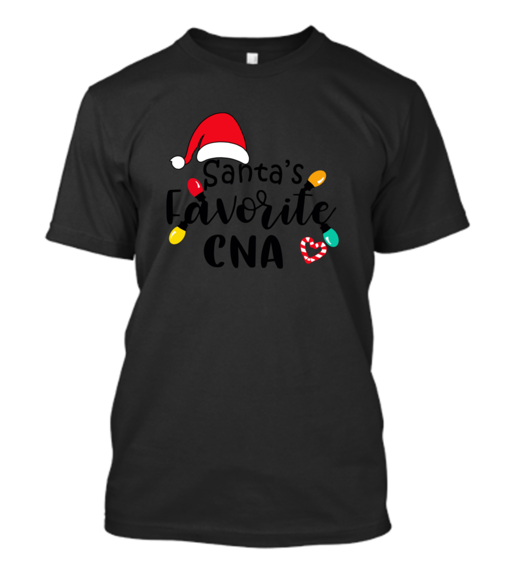 Santa's Favorite CNA Christmas Lights And Hat T-Shirt