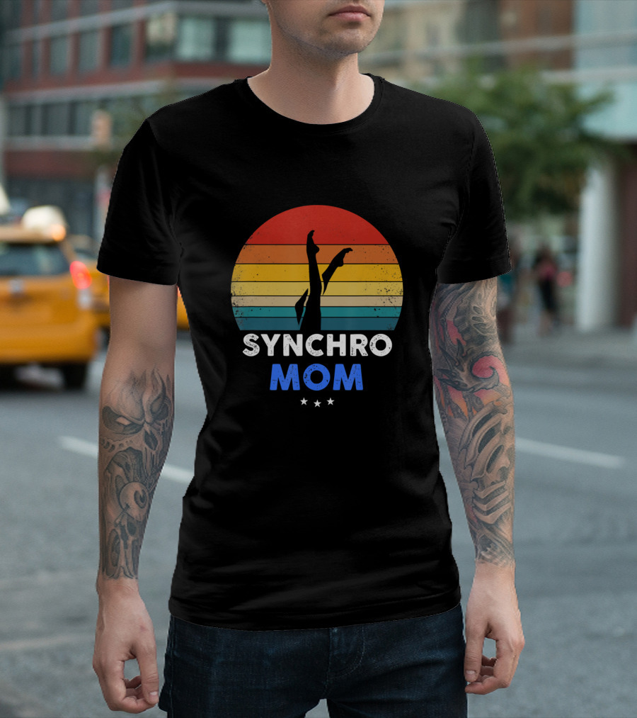 Synchro Mom Synchronized Swimming Retro Sunset T-Shirt