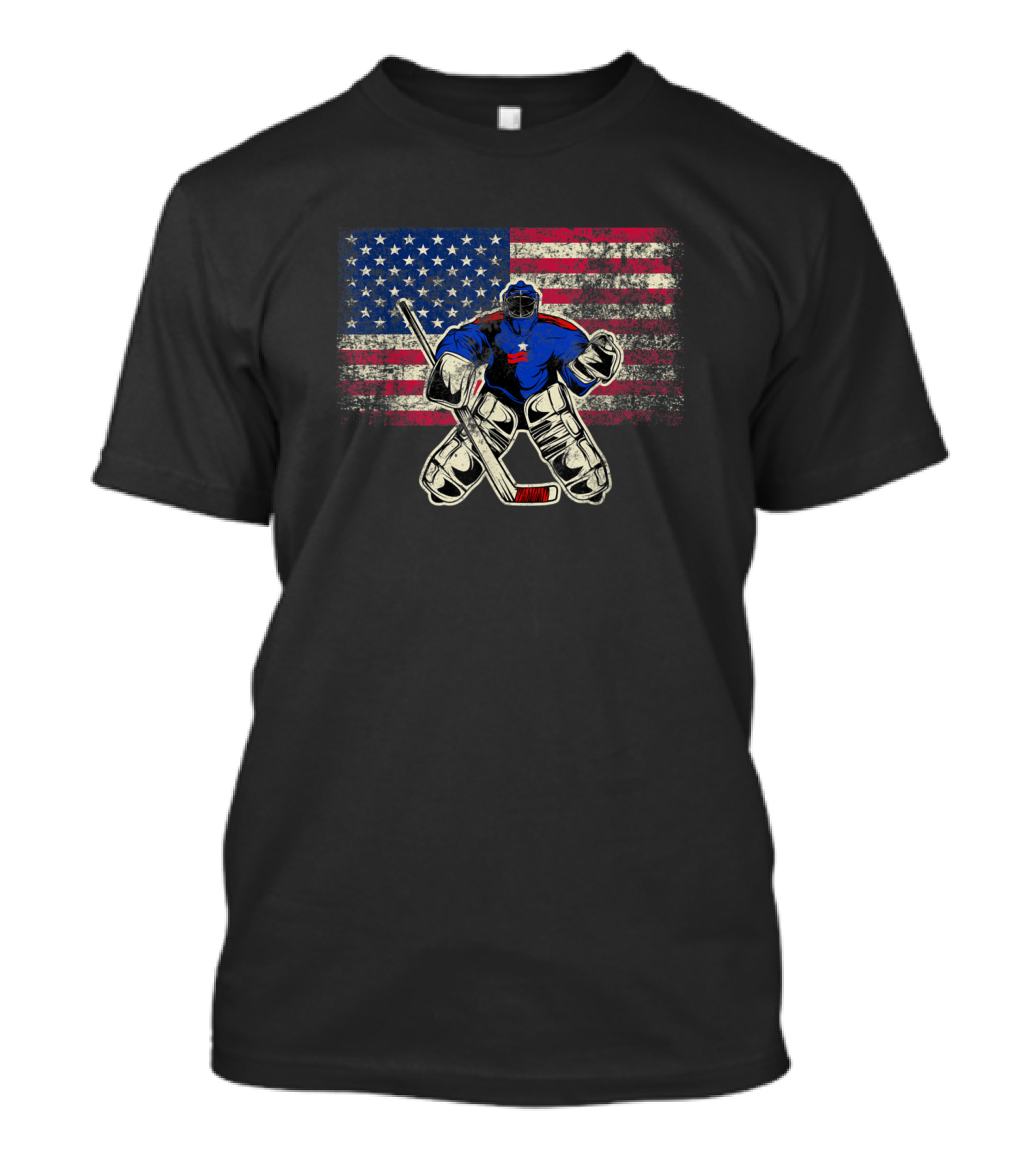 Vintage USA Flag Ice Hockey Goalie Retro Sports T-Shirt