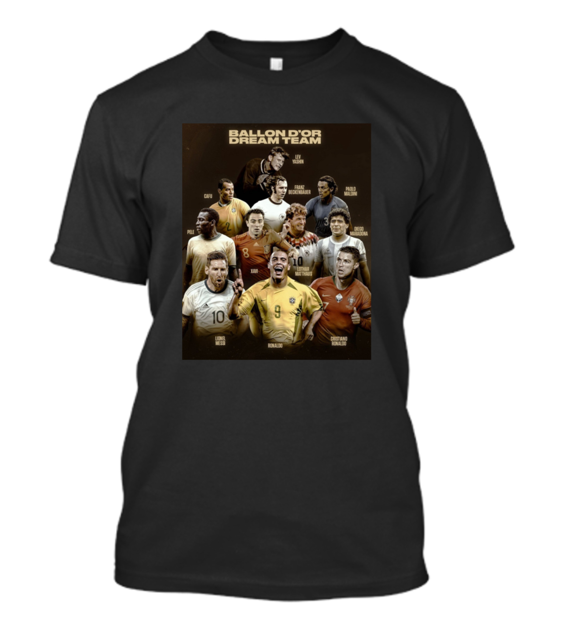 Ballon D'or Dream Team XI With Legends Yashin Beckenbauer Maldini Messi Ronaldo Cristiano T-Shirt
