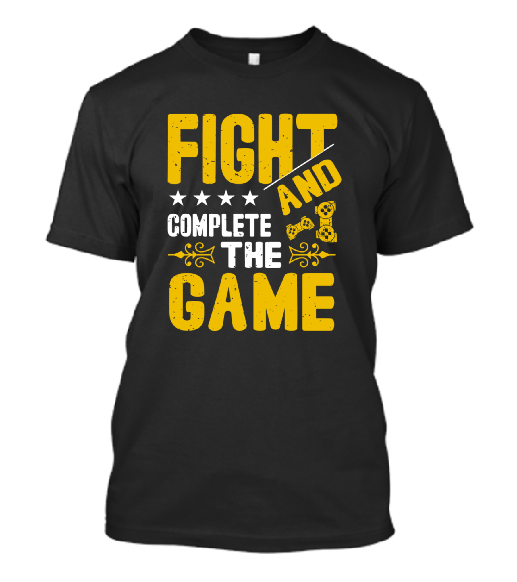 Fight And Complete The Game Five Stars Gamers Birthday T-Shirt