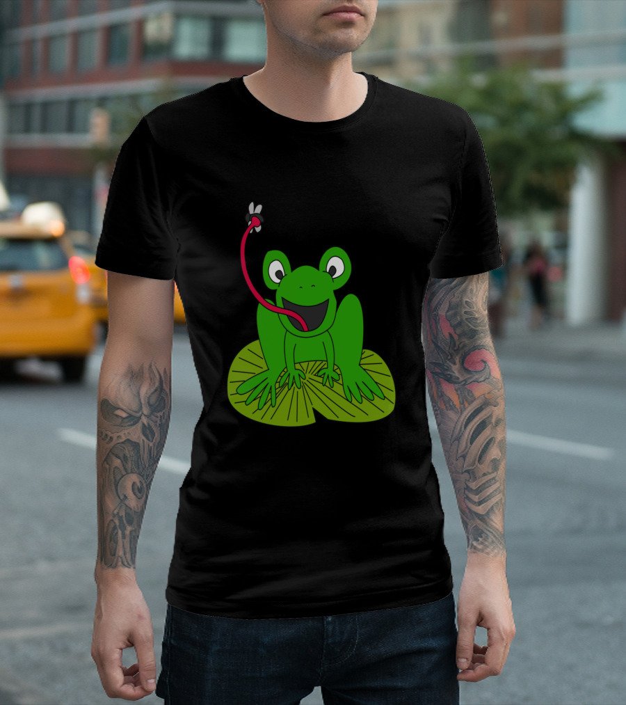 Frog Eating Fly On Lily Pad T-Shirt
