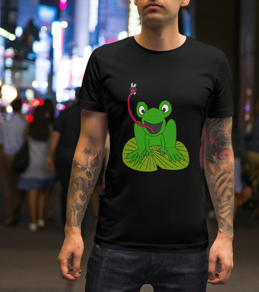 Frog Eating Fly On Lily Pad T-Shirt