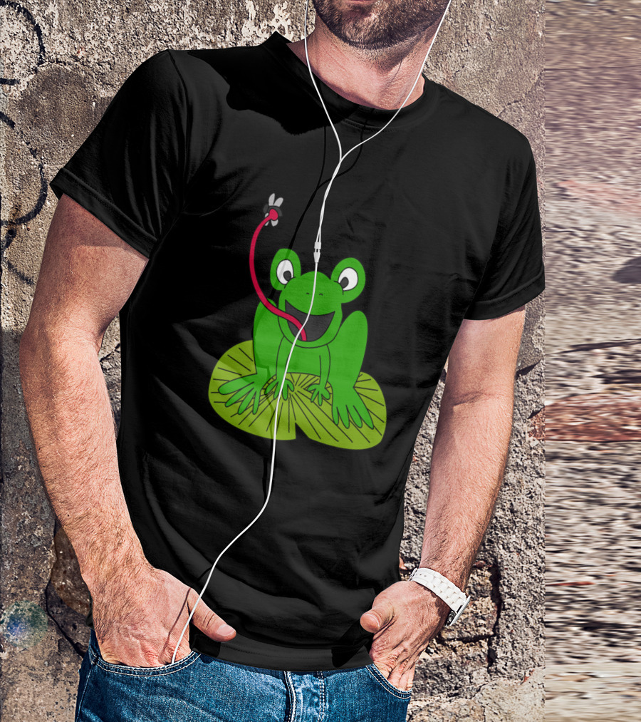 Frog Eating Fly On Lily Pad T-Shirt