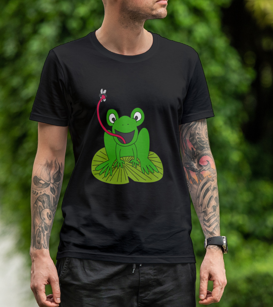 Frog Eating Fly On Lily Pad T-Shirt
