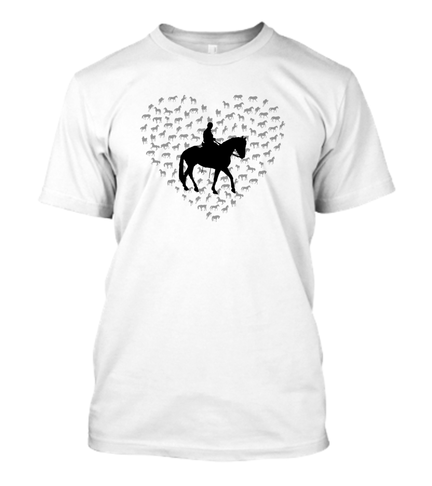 Horse Rider Silhouette In Heart Of Herd T-Shirt