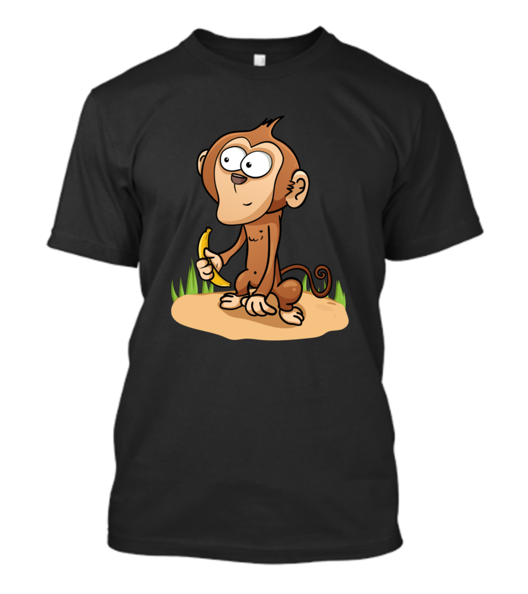 Monkey Enjoys Banana In Jungle Setting T-Shirt