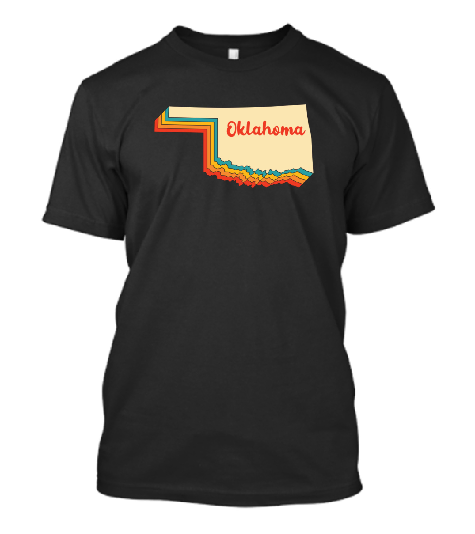 Oklahoma Map Outline Vintage Retro Oklahoma Home Text Layered T-Shirt