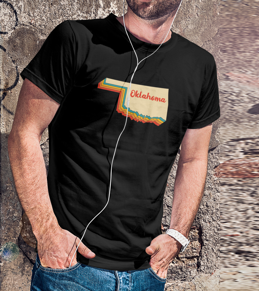 Oklahoma Map Outline Vintage Retro Oklahoma Home Text Layered T-Shirt