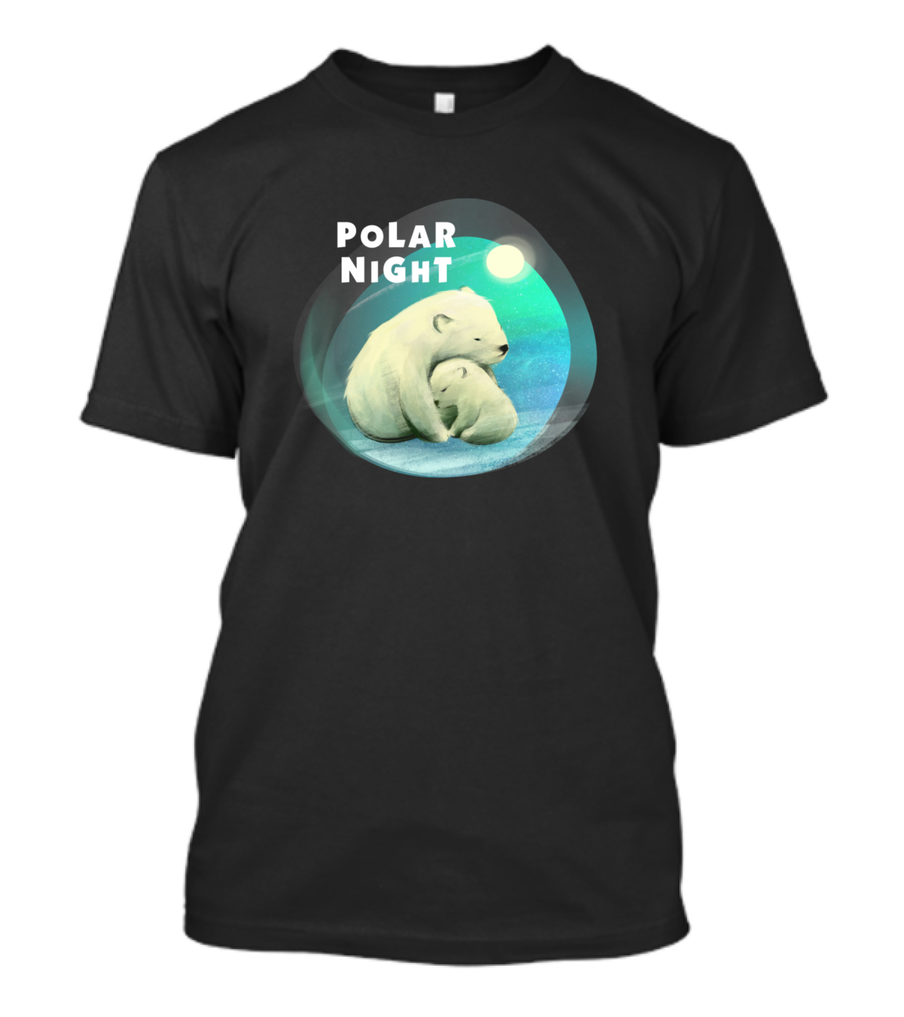POLAR NIGHT Polar Bears On Ice Floe Under Moonlight T-Shirt