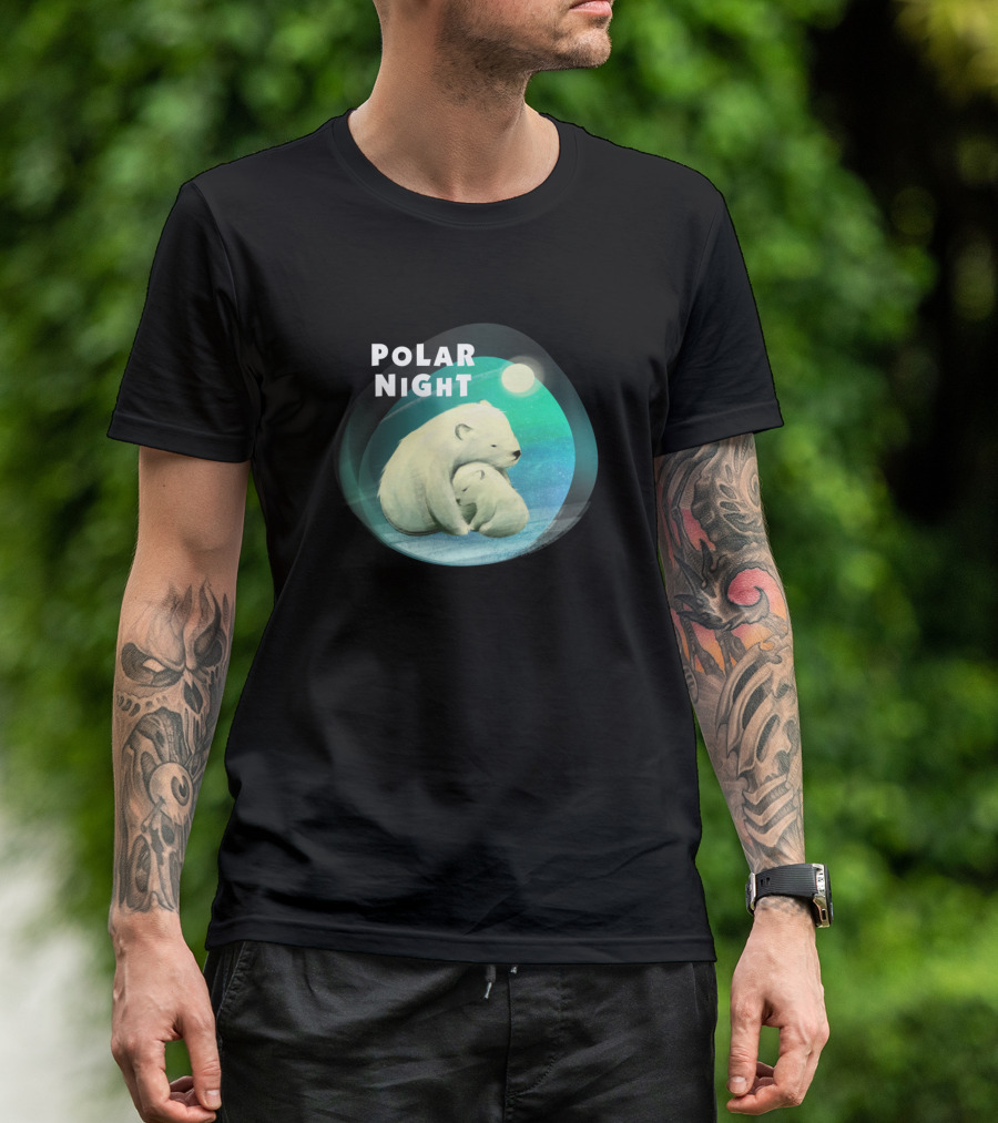 POLAR NIGHT Polar Bears On Ice Floe Under Moonlight T-Shirt