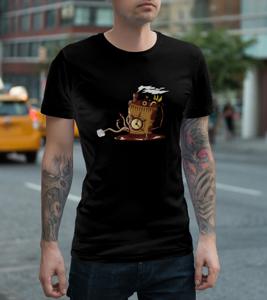 Steampunk Coffee Clock Machine Retro T-Shirt