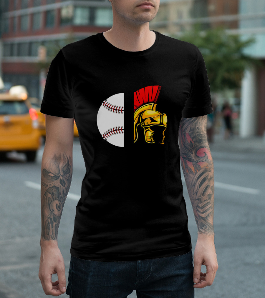 Spartans Baseball Helmet and Ball T-Shirt