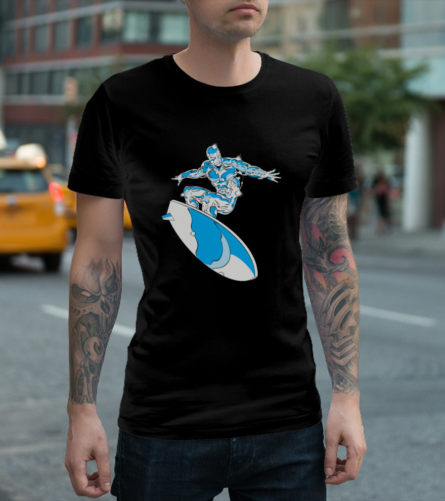 Surfin Time Silver Cosmic Surfer Rider T-Shirt