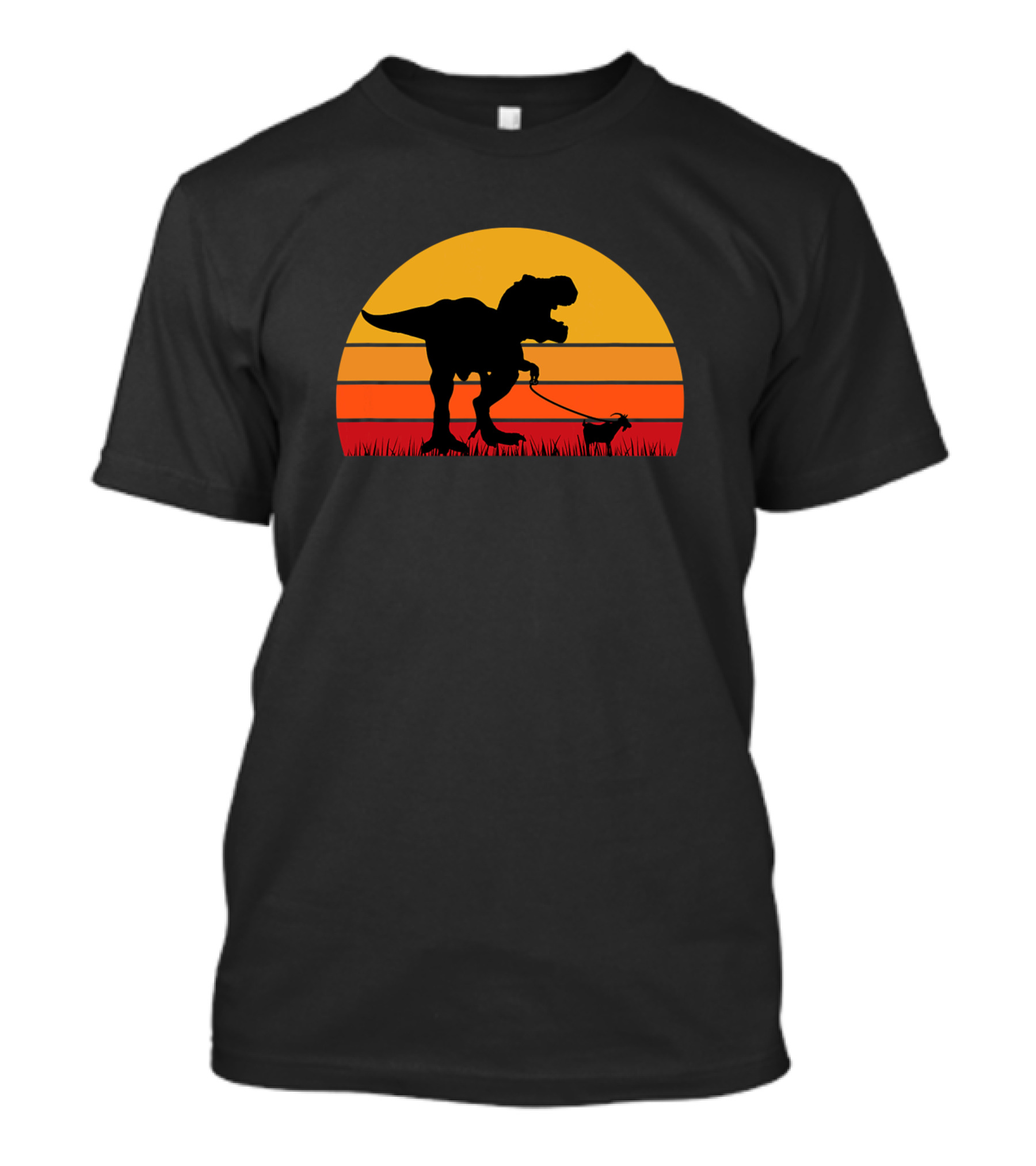 Sunset Tyrannosaurus Rex Walking Goat Dinosaur Trex T-Shirt