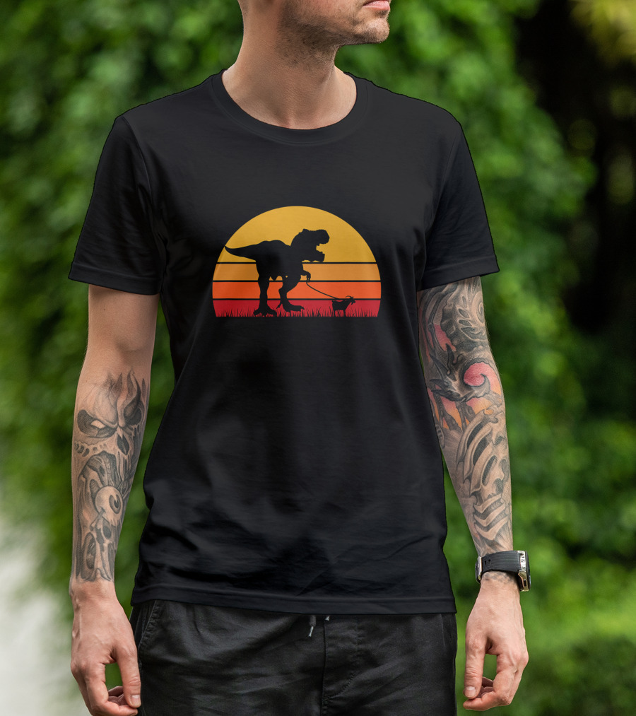 Sunset Tyrannosaurus Rex Walking Goat Dinosaur Trex T-Shirt