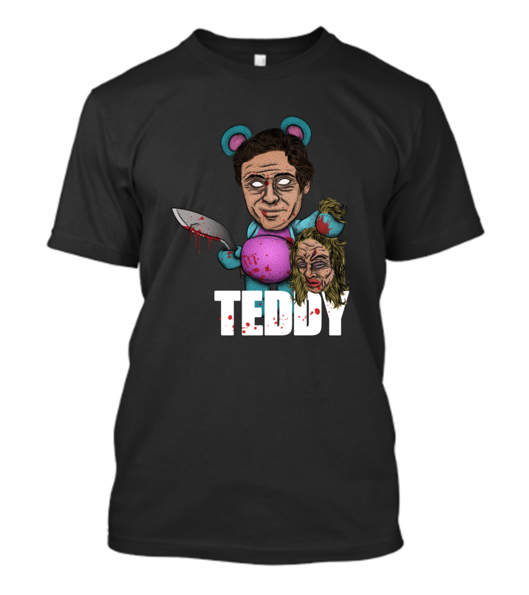 Teddy Bear Bundy Creepy Cartoon Character With Knife T-Shirt