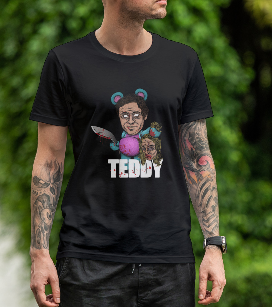 Teddy Bear Bundy Creepy Cartoon Character With Knife T-Shirt