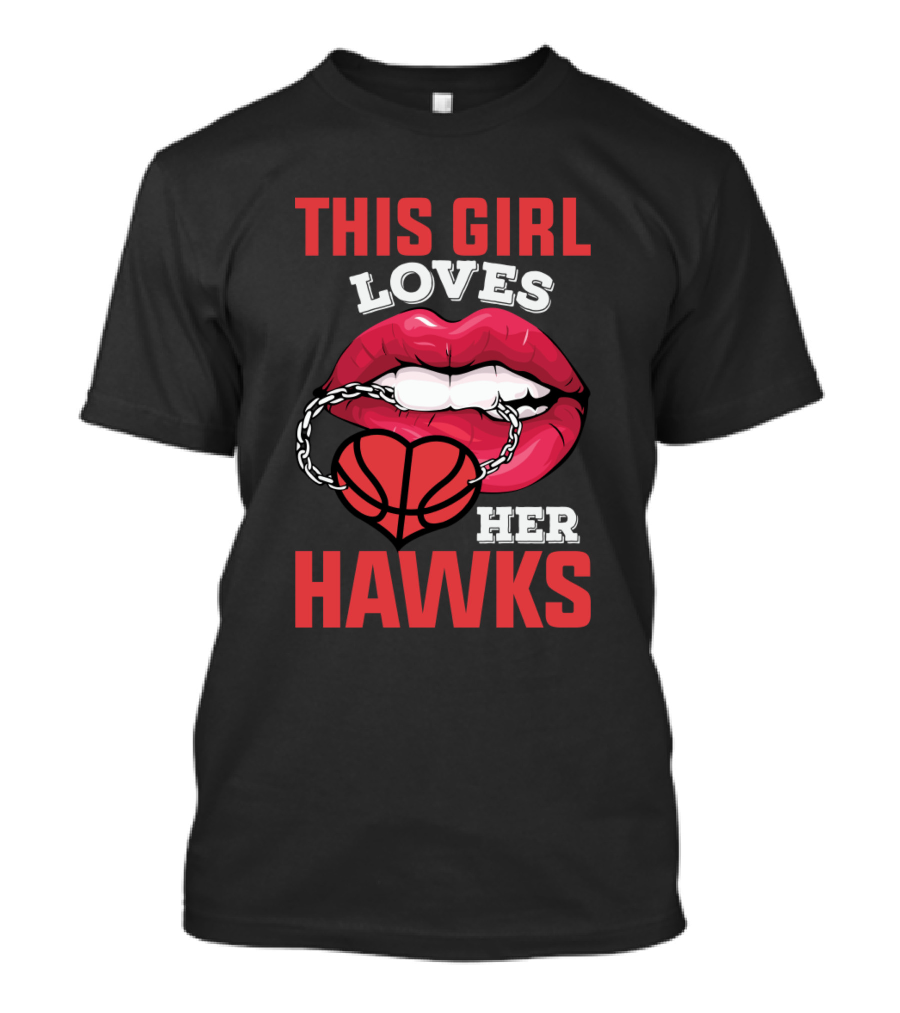 This Girl Loves Her Hawks Basketball Enthusiast With Lip And Ball T-Shirt