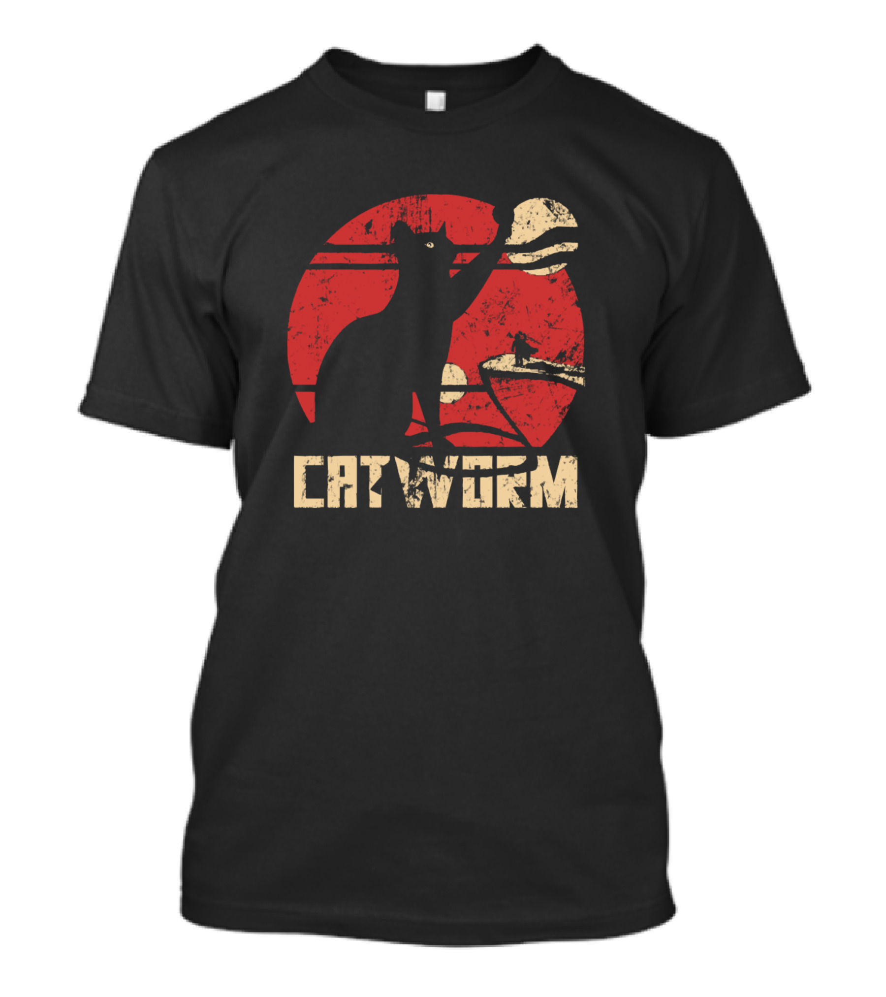 Catworm Retro Sunset Surfing T-Shirt