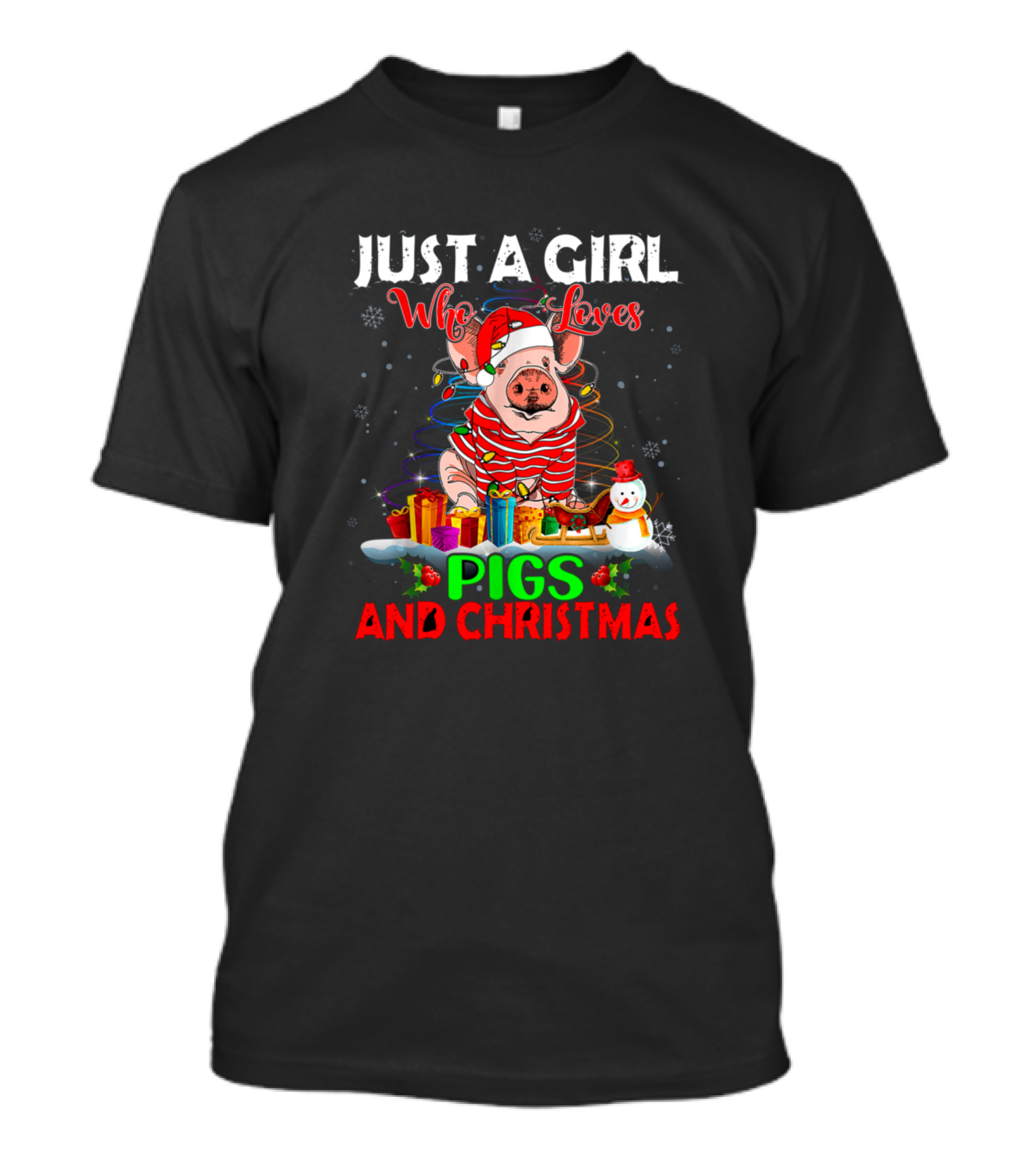Just A Girl Who Loves Pigs And Christmas T-Shirt