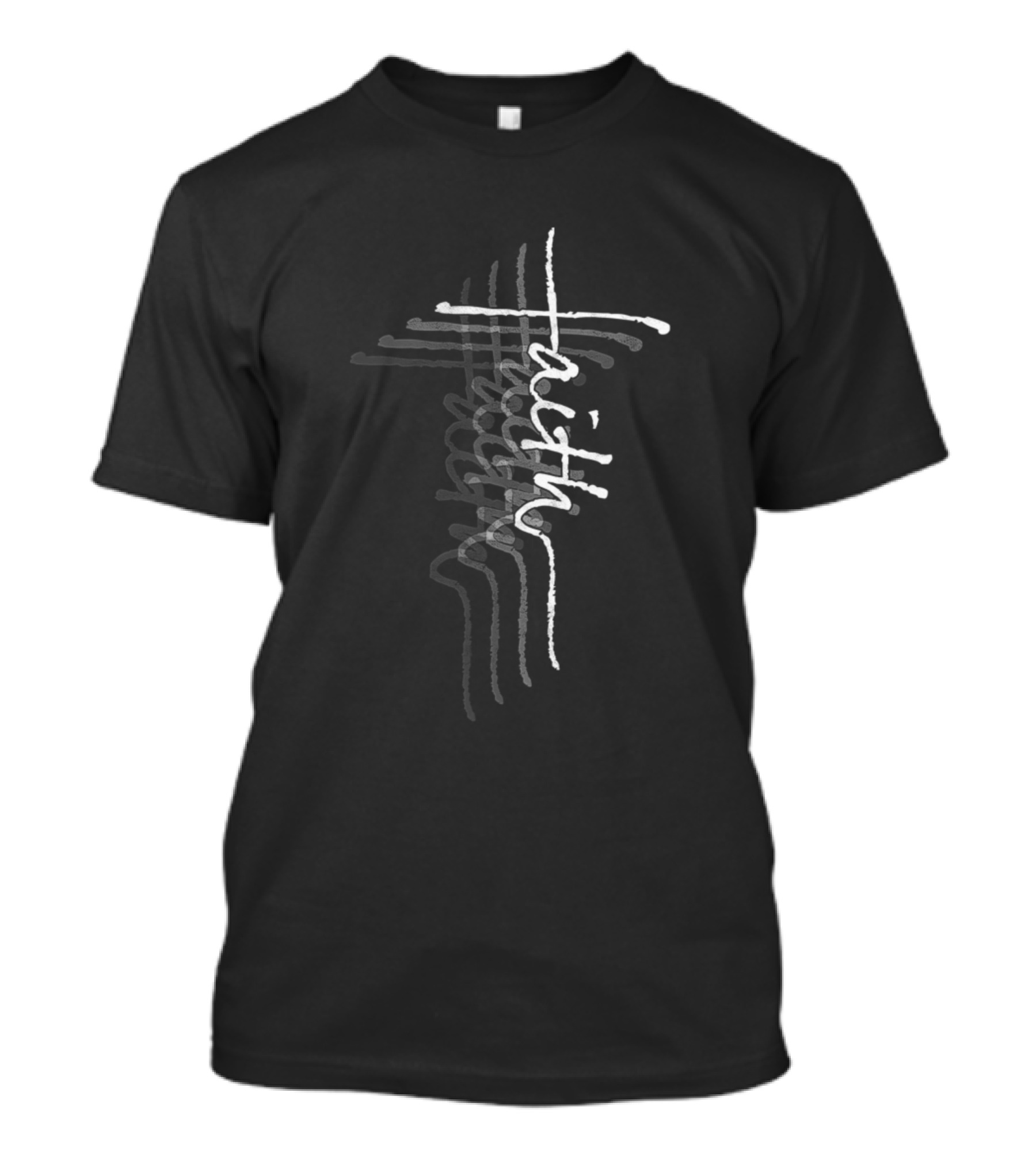 Faith Cross Jesus Christ Prayer Christian Crucifix Reflective Typography T-Shirt