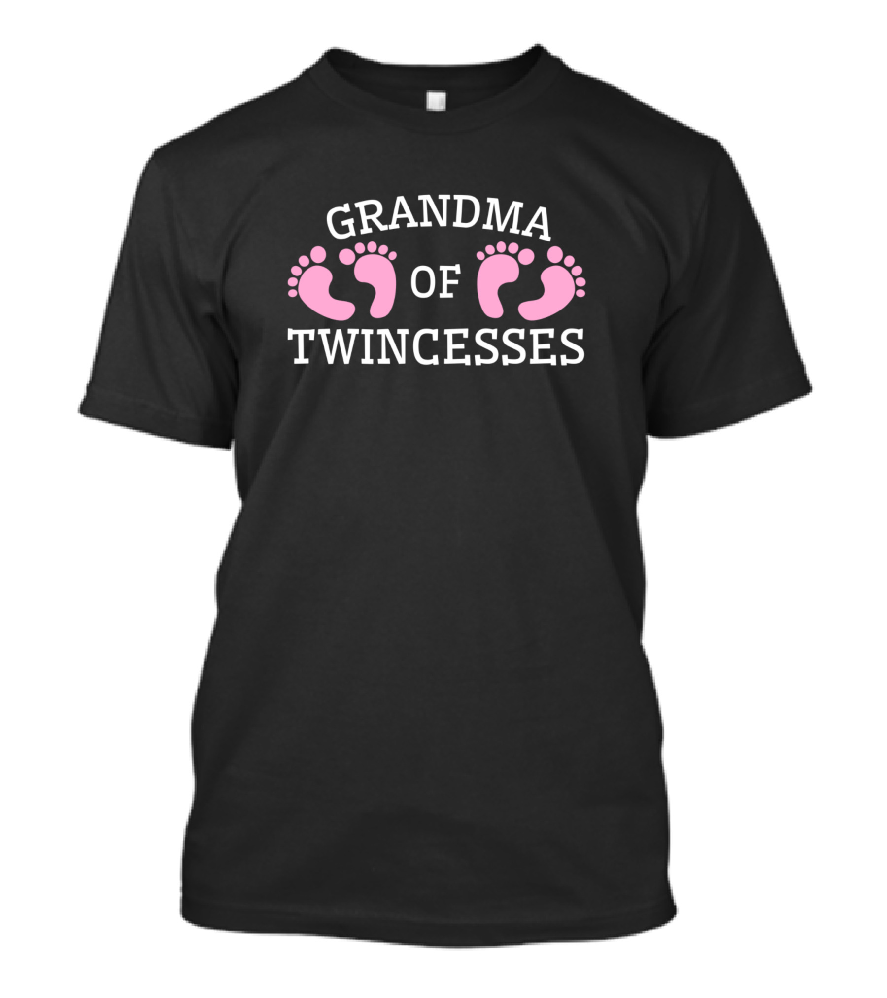 Grandma Of Twincesses With Pink Baby Footprints T-Shirt