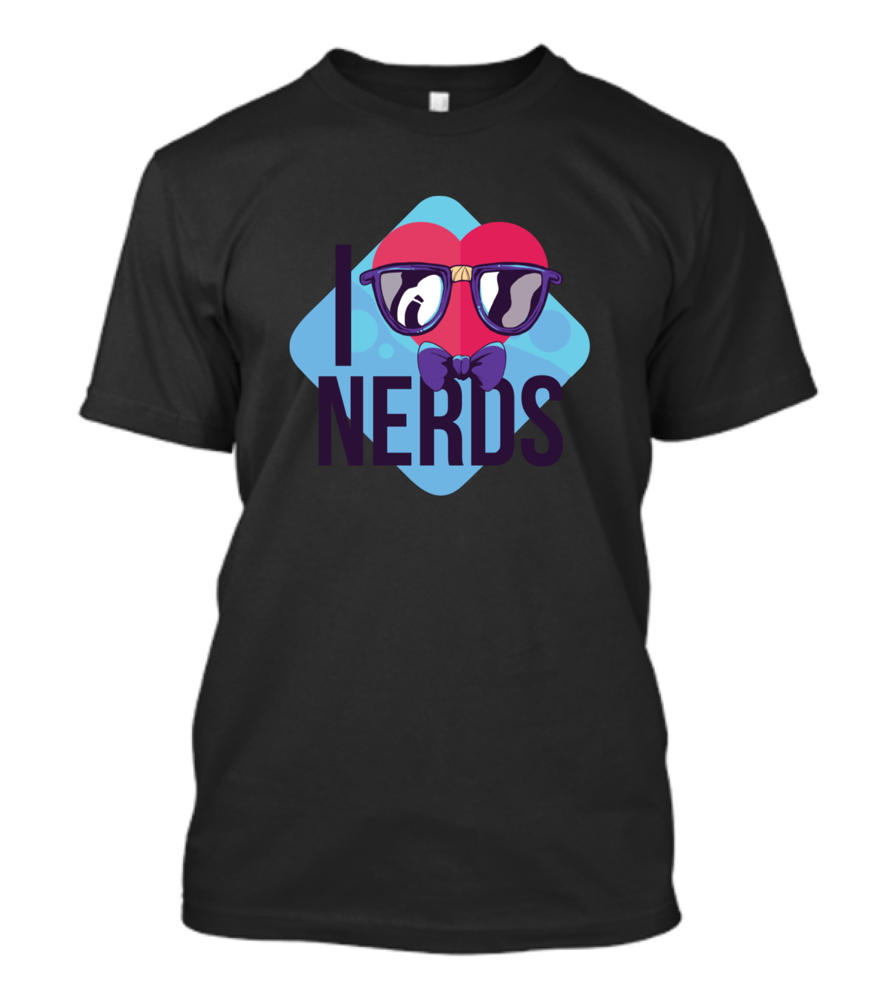 I Love Nerds Heart Glasses Bow Tie T-Shirt