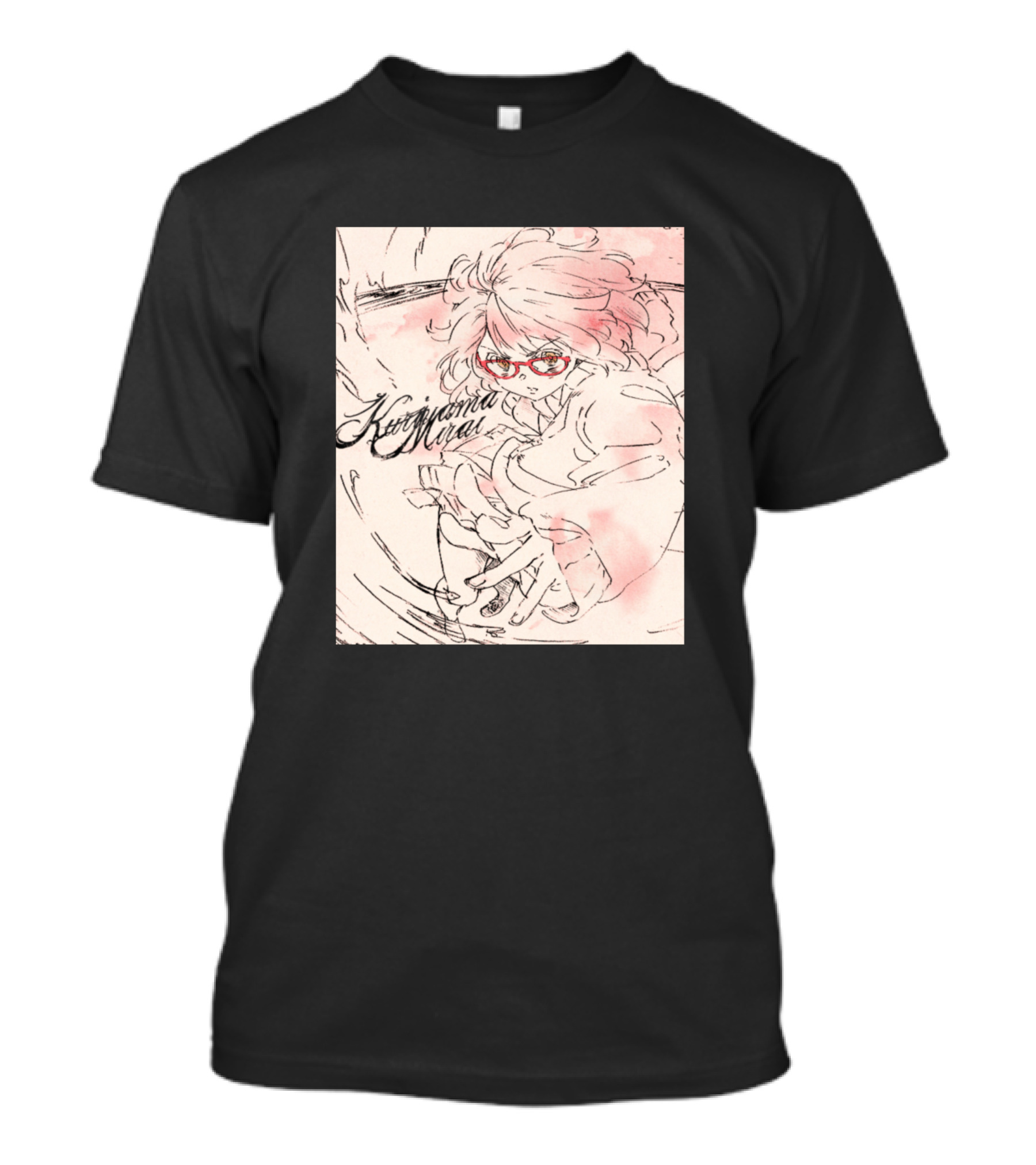 Kuriyama Mirai Sketch With Red Glasses And Dynamic Pose T-Shirt