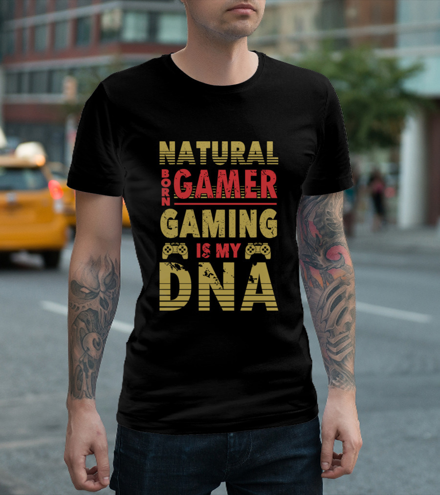 Natural Born Gamer Gaming Is My DNA Controllers T-Shirt