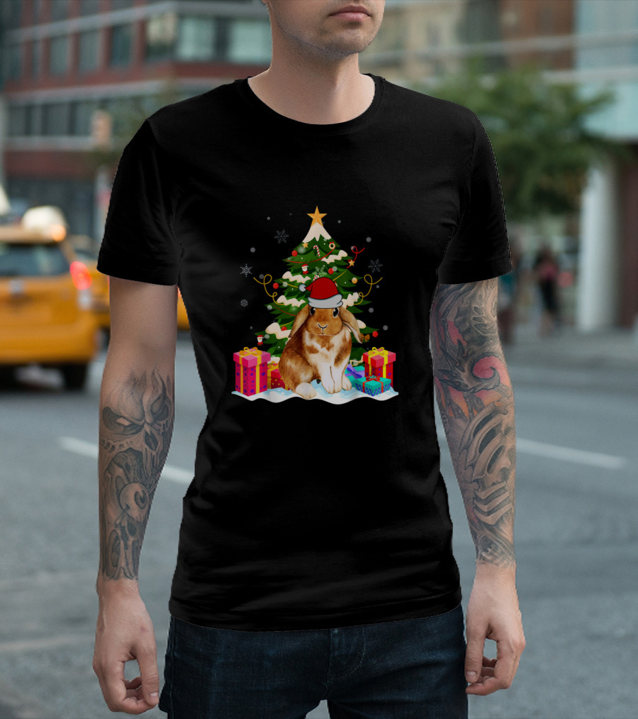 Rabbit Bunny Santa Xmas Tree Dwarf Lop Eared T-Shirt