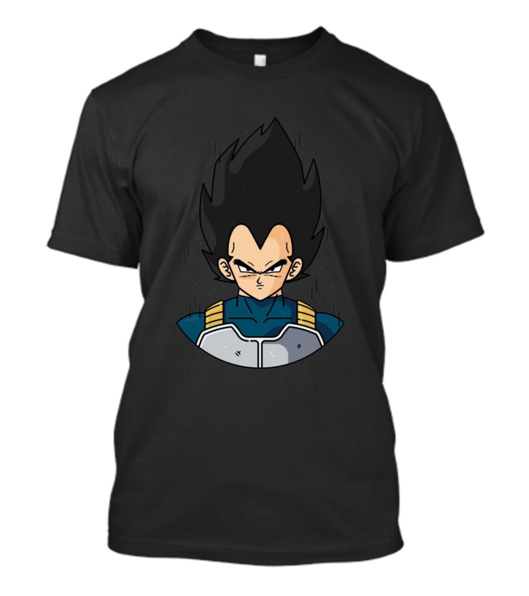 Vegeta Super Saiyan Armor Black Hair Iconic Anime Character T-Shirt