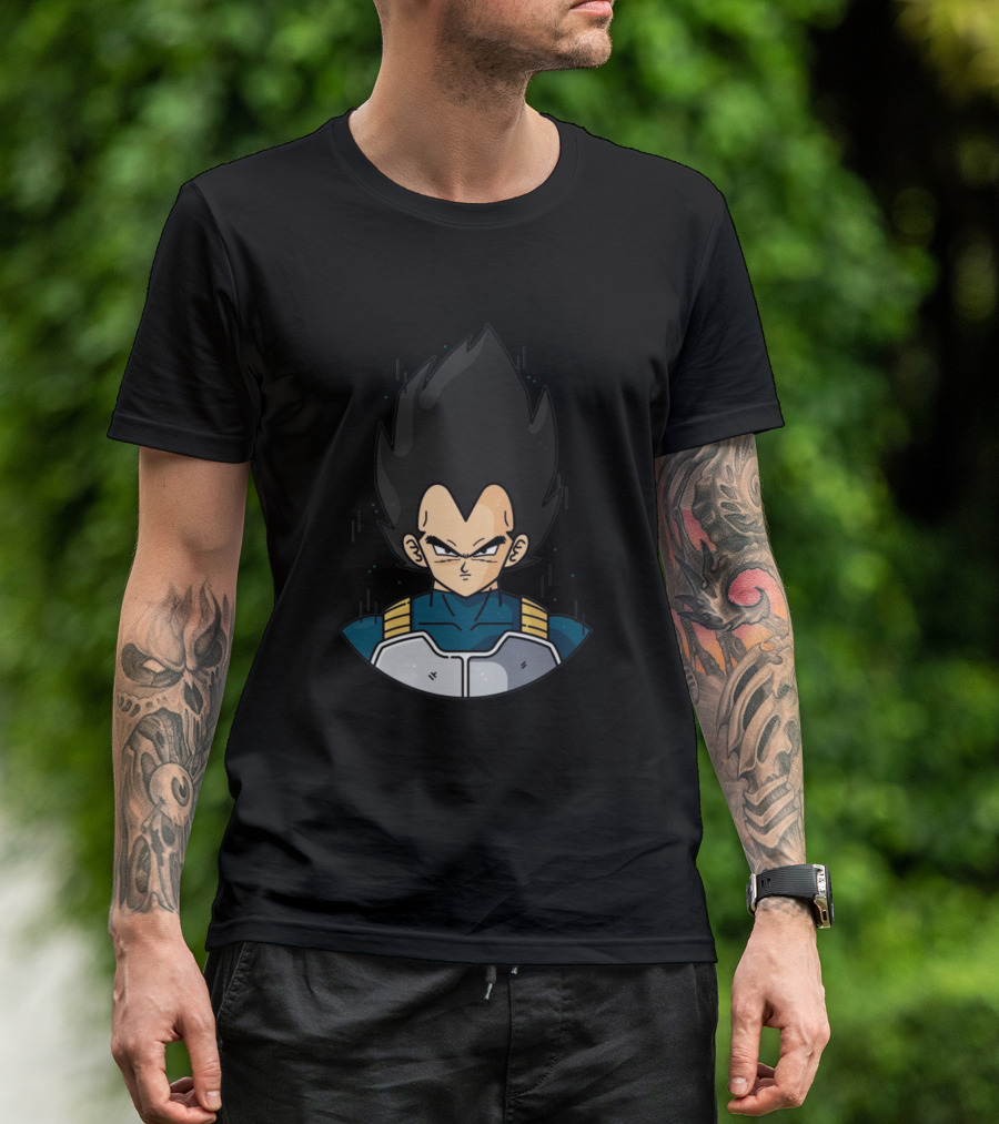 Vegeta Super Saiyan Armor Black Hair Iconic Anime Character T-Shirt