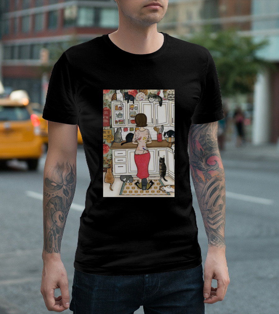 Vintage Comic Feed the Cats in the Kitchen T-Shirt