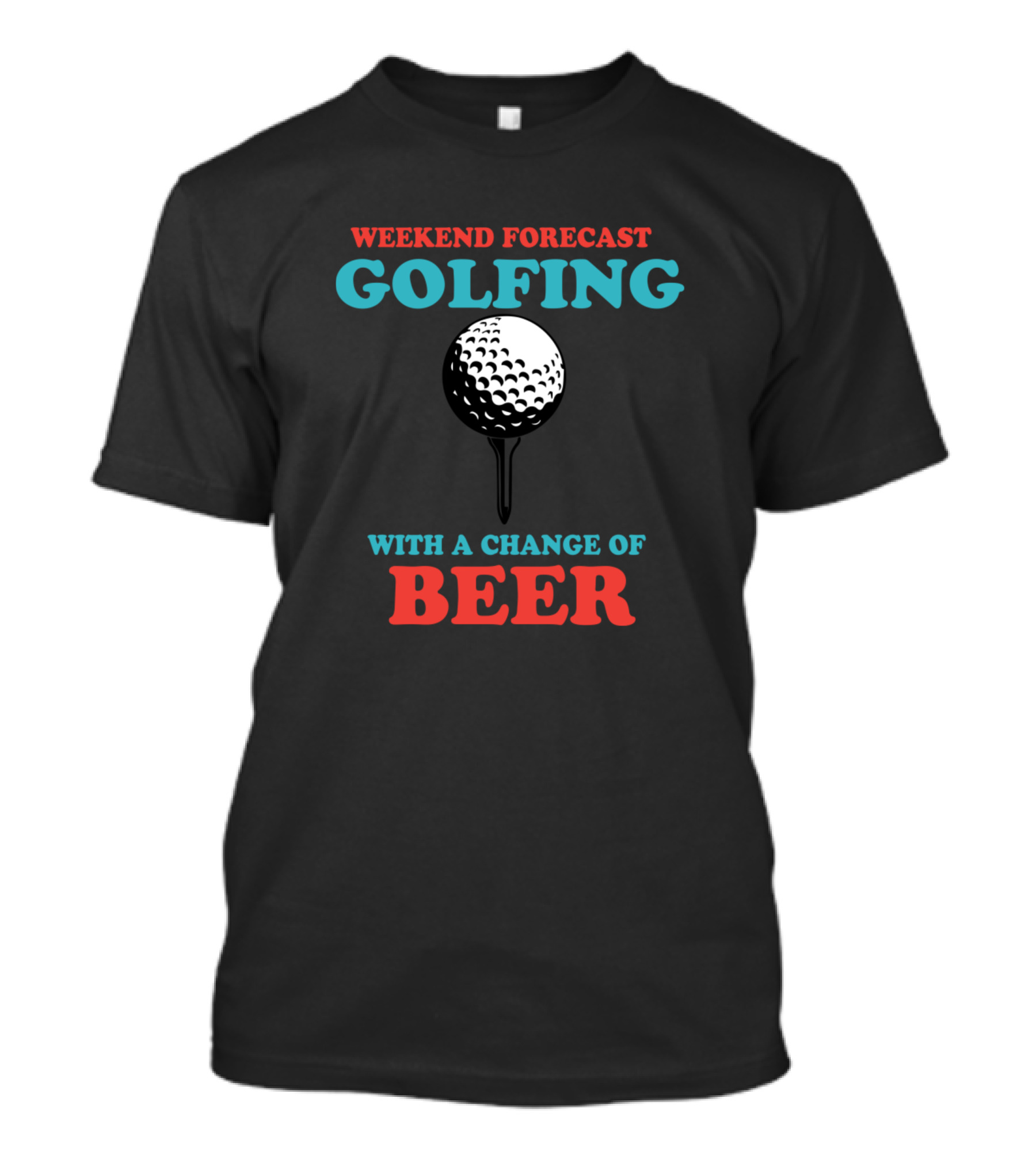Weekend Forecast Golfing With A Change Of Beer Golf Ball T-Shirt