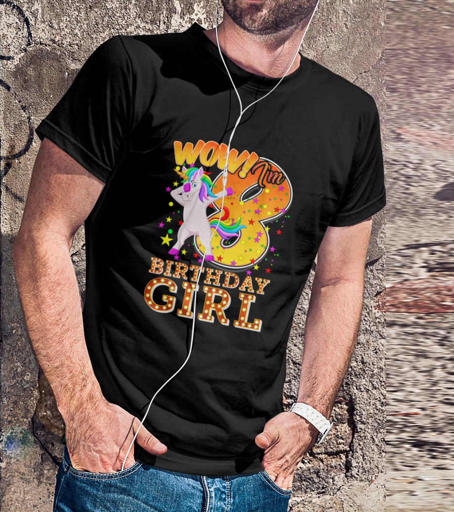 Wow I'm 8 Birthday Girl Unicorn T-Shirt