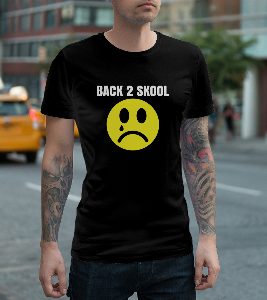 BACK 2 SKOOL Sad Face Crying Smiley T-Shirt