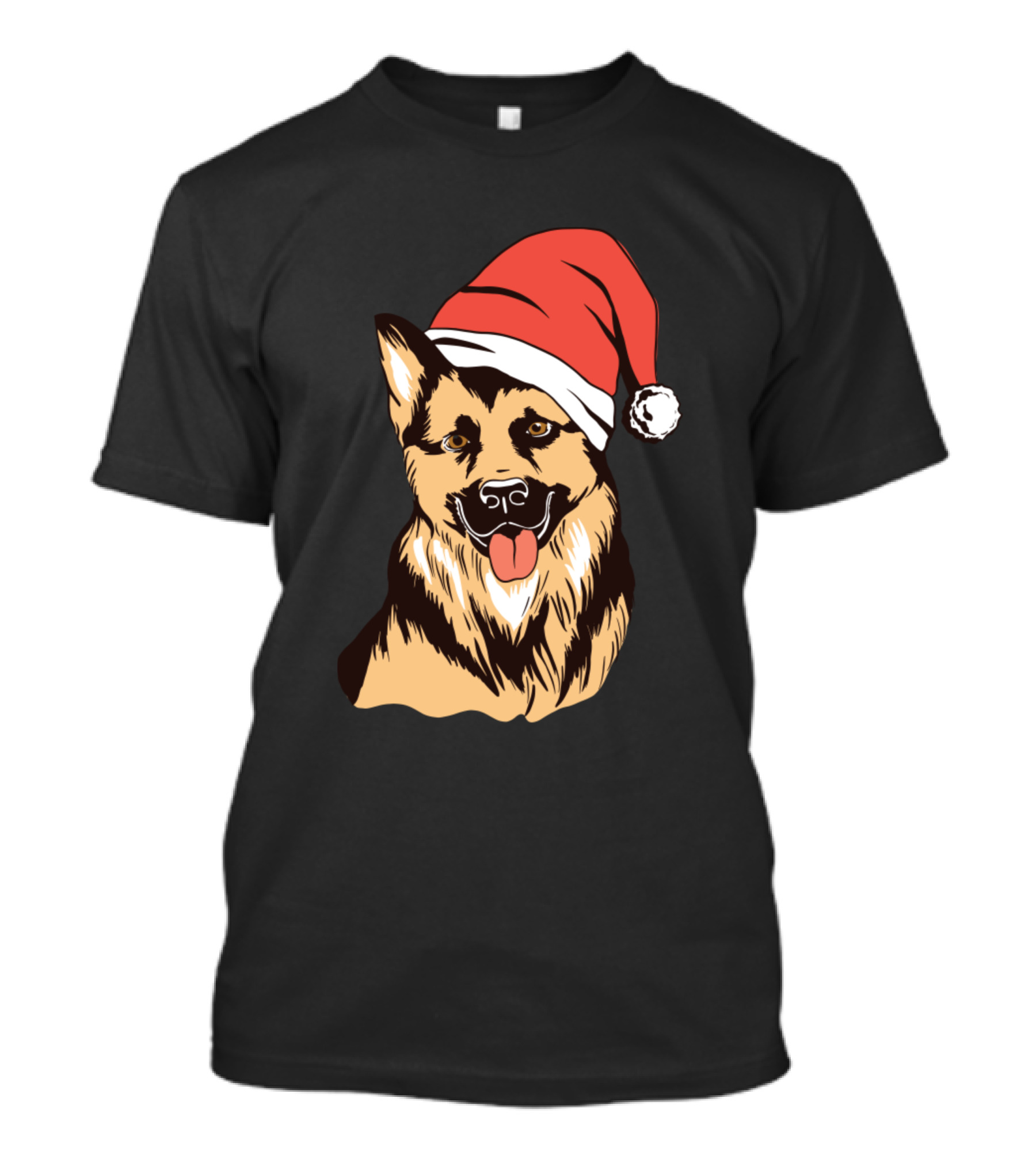 German Shepherd Festive Santa Hat Christmas Dog T-Shirt